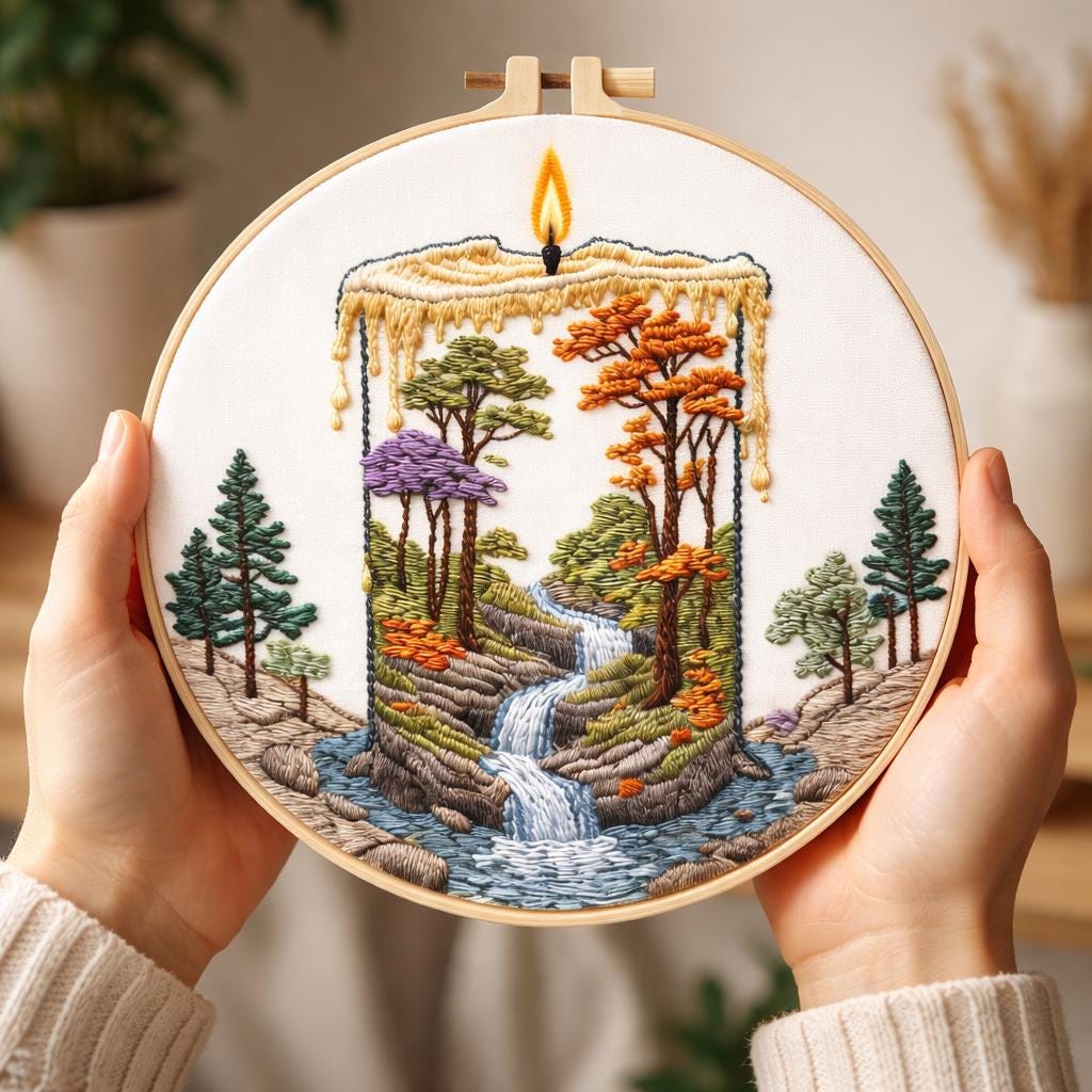 DIY Forest Candle Hand Embroidery Kit