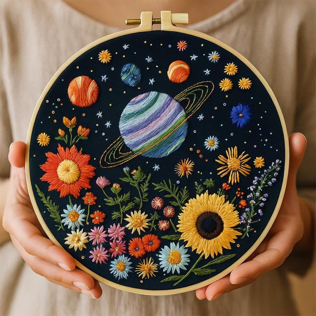 DIY Galaxy Flower Hand Embroidery Kit