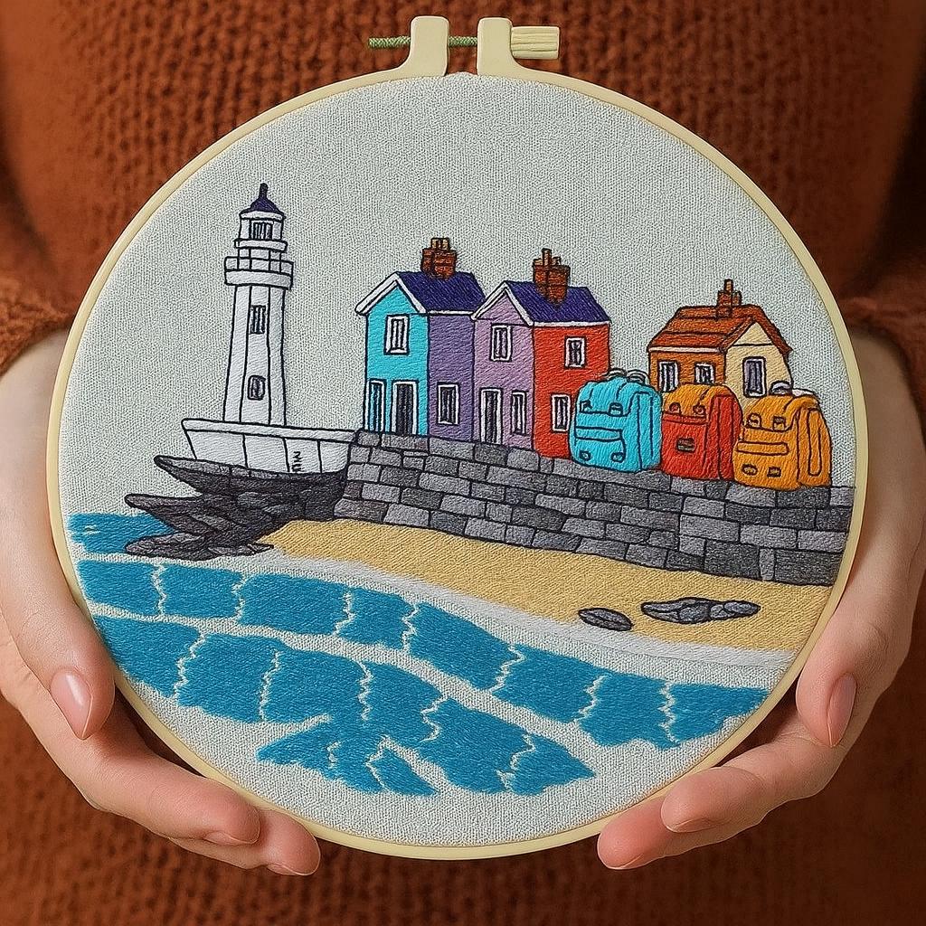 DIY Coastal Lighthouse Hand Embroidery Kit