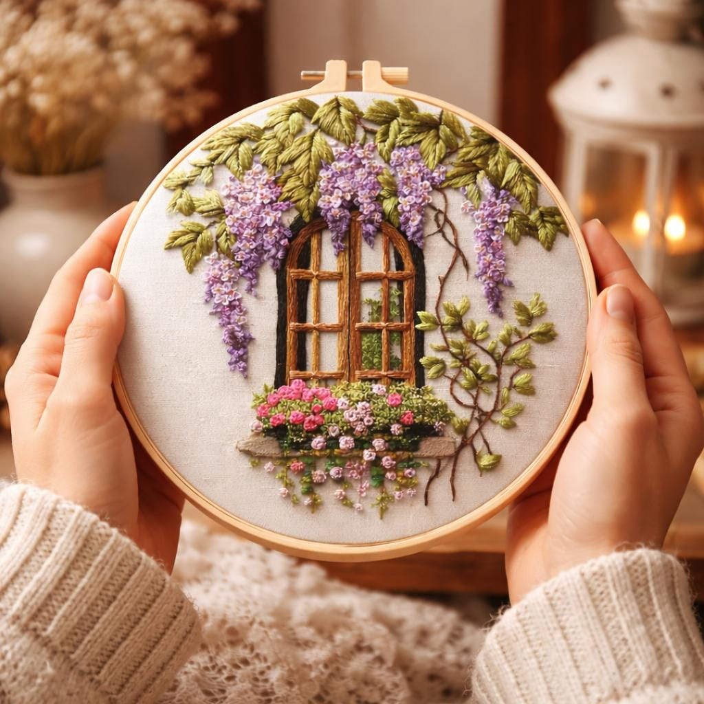 DIY Wisteria Window Hand Embroidery Kit