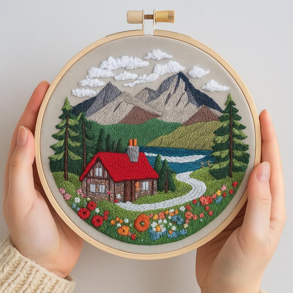 DIY Mountain Cabin Hand Embroidery Kit