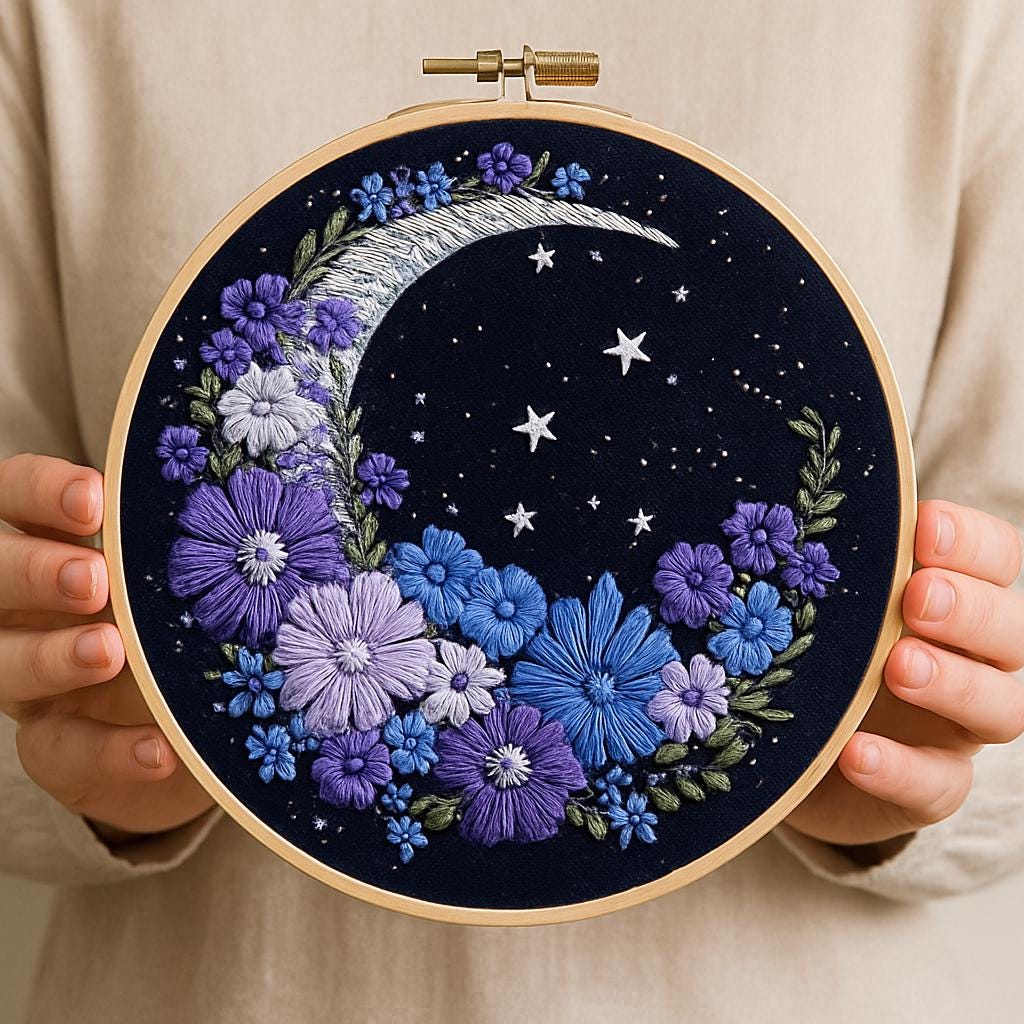 DIY Crescent Moon Hand Embroidery Kit